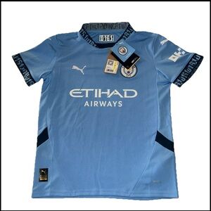 Authentic!! Puma Manchester City Sky Blue DryCell Jersey NWT Youth M